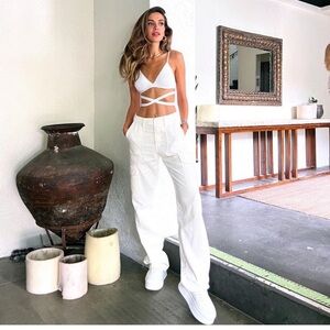 Zara White Knotted Waist Knit Bralette